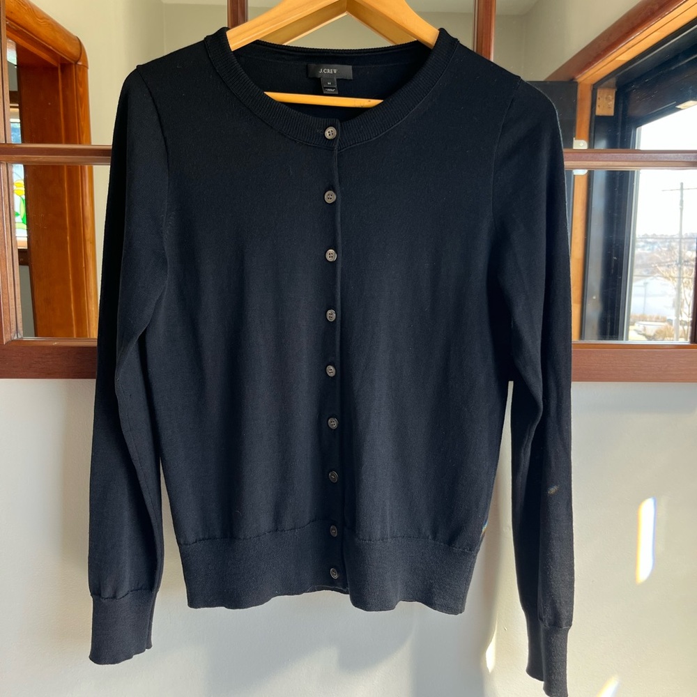 JCrew Black Fine Merino Cardigan M
